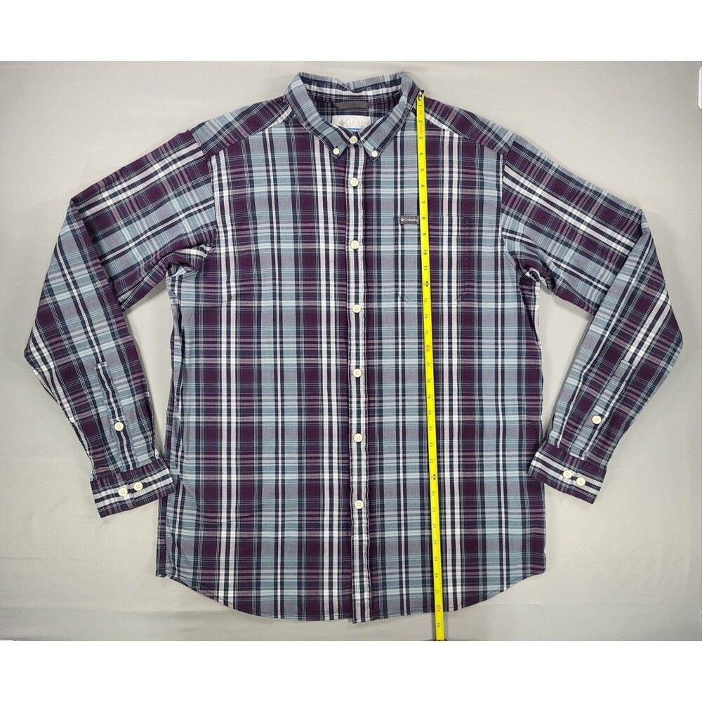 Columbia Men's Purple Green Plaid Long Sleeve Casual Shirt Sz XL Tall - Picture 6 of 9